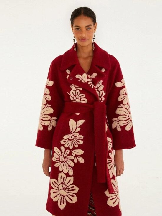 FARM Rio Jackets & Blazers - FARM RIO Burgundy Bold Flowers Coat *SOLD OUT ONLINE* - Size XL